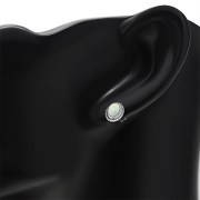 Oval Synthetic Sun & Ice Opal Silver Stud Earrings, e336